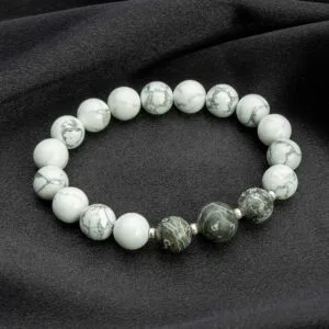 HOVLITO IR IMPERATORIŠKOJO JASPIO APYRANKĖ SU 925 SUDABRO DETALĖMIS (10 IR 12mm.)